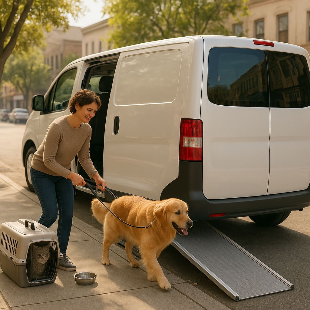 Haustierfreundliches Fahrzeug für Abholung und Zustellung