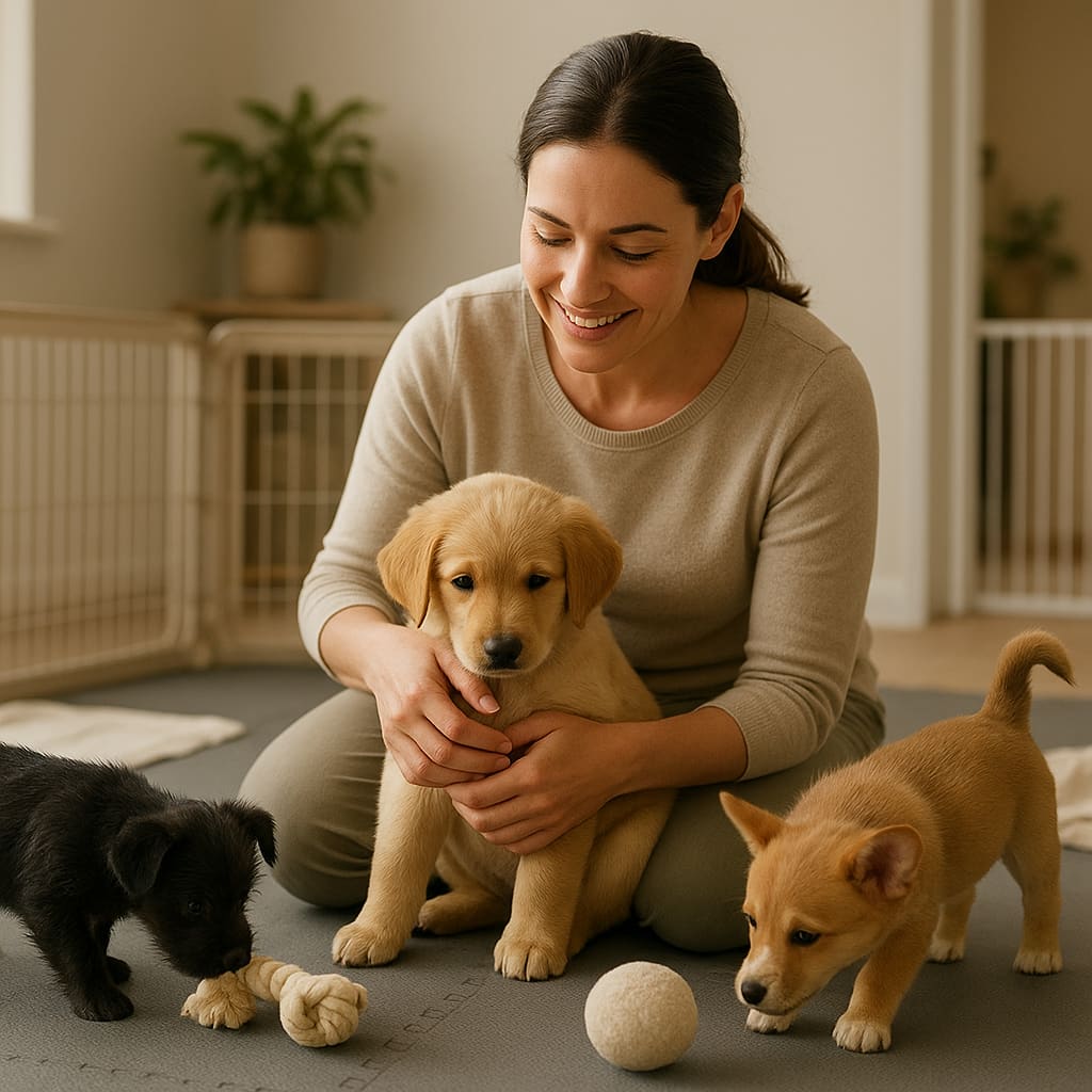 Welpen in ruhiger Sozialisierungssession
